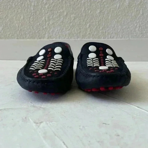 Tod's Gommini Embellished Suede Loafer Dark Navy Red Size 35 - Picture 7 of 12